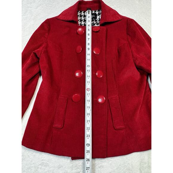 Vintage Anthropolog Luii Red Corduroy Peacoat XL Dble Breasted Retro Mod Jacket - Picture 7 of 8